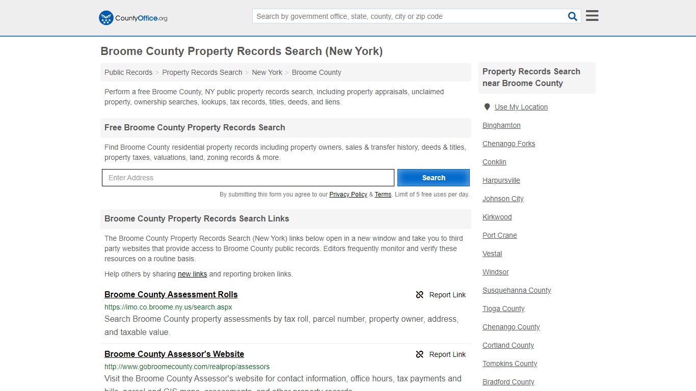 Property Records Search - Broome County, NY (Assessments ...